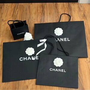Authentic Chanel Black Shopping Bags Lot